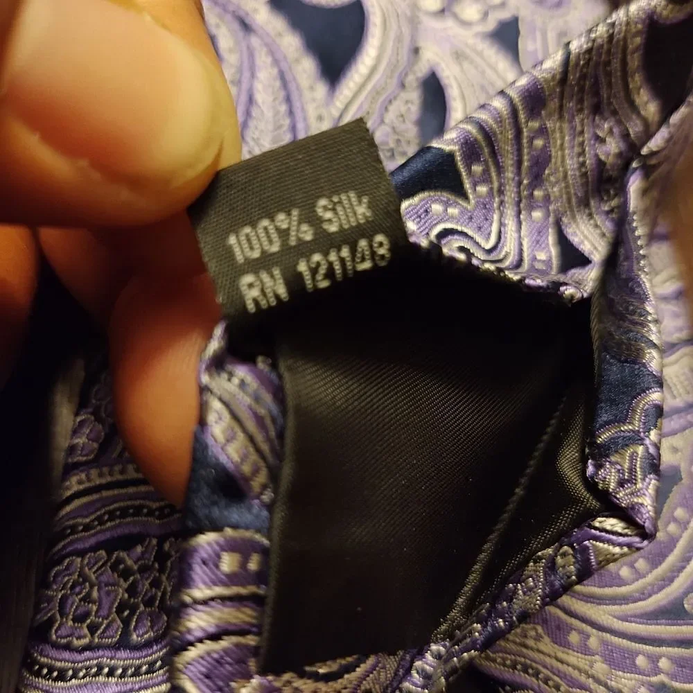 Michael Kors Paisley Blue Purple Silver Neck Tie